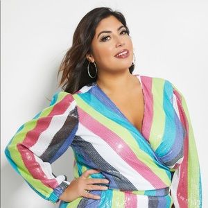 SEQUINED CROSSOVER TOP